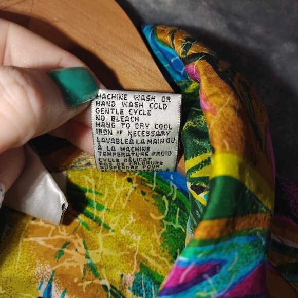 Peaches & Smith Women's M Long Sleeve Abstract Hawiian Button up Vintage Popover - Picture 7 of 9